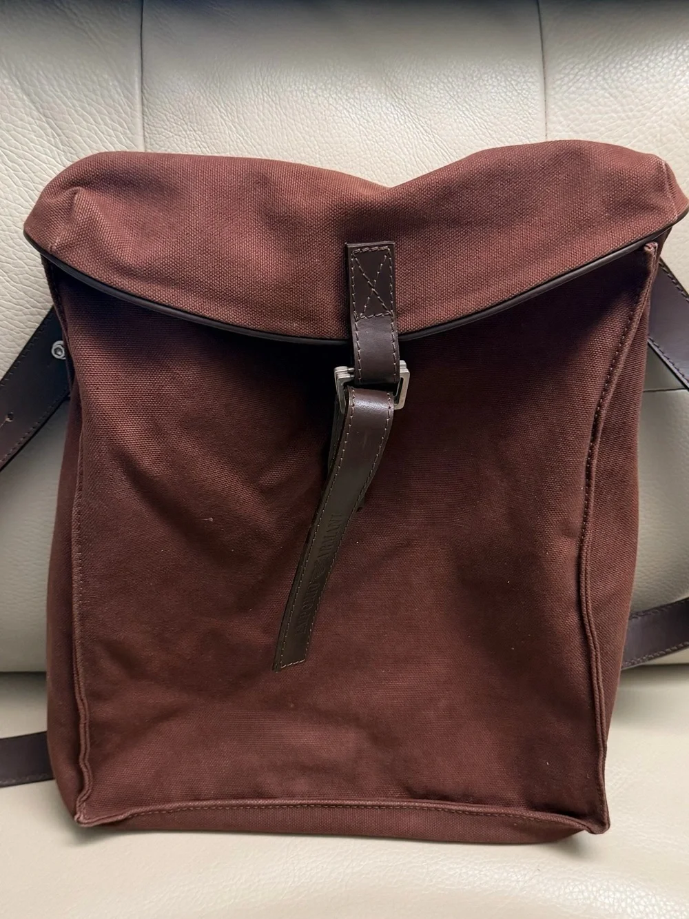 Emporio Armani Brown Messenger Bag with Leather Strap